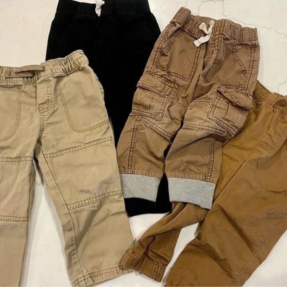 Boys 2T Pants Lot 4 Pairs Cat & Jack Circo Garanimals Cargo Joggers Khaki